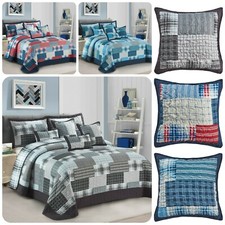 3 Piece Patchwork Bedspread Quilted Throw Double & King Size Printed Bedding Set