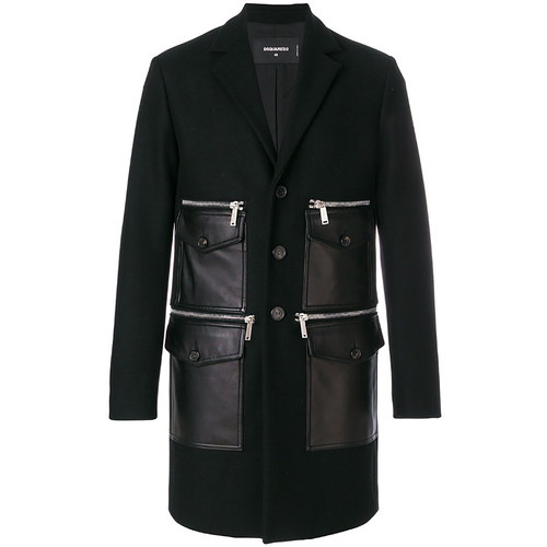 Dsquared2 wool leather - leather, coat