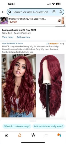Emmor long wine red wavy - ,