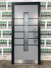ALUCLAD FRONT DOOR ALUMINIUM EXTERNAL EXTERIOR ALI GREY MODERN NEW TRIPLE GLAZED