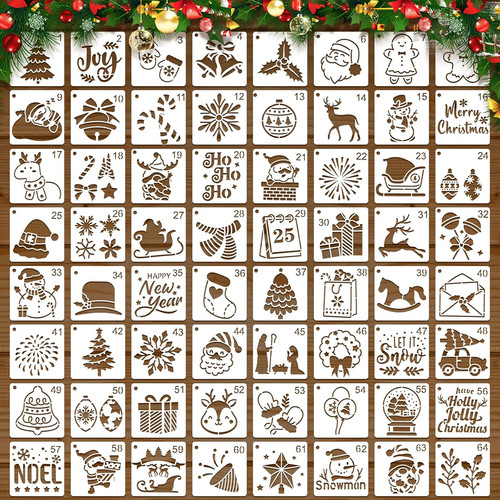 64pcs small christmas stencils - small,