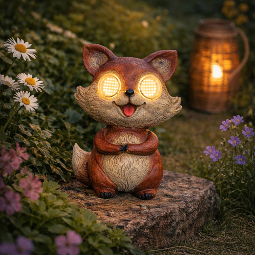 Solar fox garden ornament 26cm - fox,