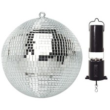 Silver Mirror Ball Party Events Disco Ball with Hanging Rotating Motor Holder