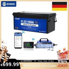 48V 100Ah 5KW Bluetooth Lithium LiFePO4 Battery Golf Cart Battery 18A Charger