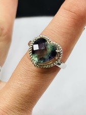 Gemporia silver and heart shaped Bi-Colour Fluorite ring UK size S new with tag