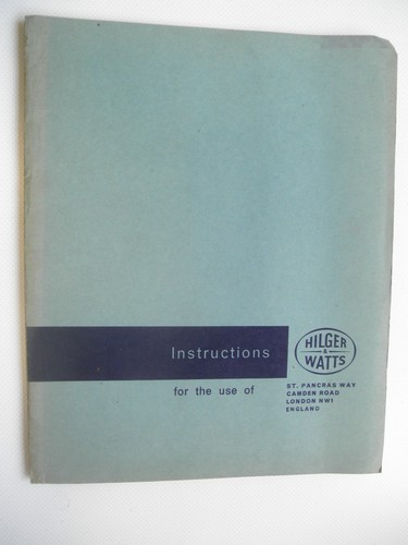 Hilger watts instructions for - watts,