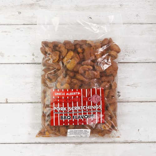 1kg bbq pork scratchings - pork,