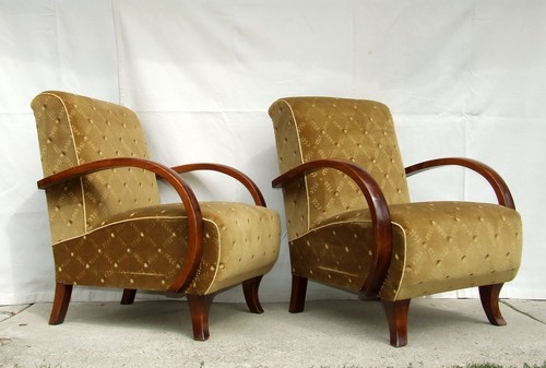 Pair art deco armchairs - pair,