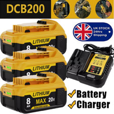 For DeWALT Battery /Charger 20V XR 8.0Ah Li-ion DCB200 DCB184 DCB182 COMBI Slide
