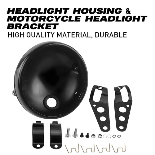 Black 7inch motorcycle - black, led