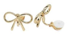 Womans Girls Children's Copper Cute Big Bow Clip on Earrings Studs