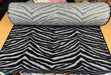 WOW! QUALITY GREY BLACK ZEBRA ANIMAL PATTERNED CHENILLE HEAVY UPHOLSTERY FABRIC