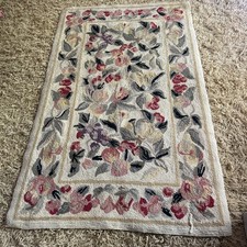 GUC Vintage Used 49.5x29.5” Floral Needlepoint Rug
