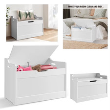 Wooden Storage Box with Lid Bench, 2-In-1 Toy and Blanket Box for Bedroom