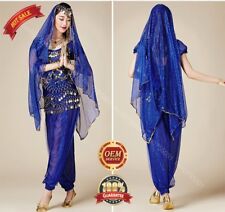 Bollywood Costumes Belly Dance Sequins Top Pants Trousers Set Party Fancy Outfit