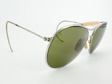 Vintage American Optical WWII Aviator Pilot Sunglasses Military Silver K422