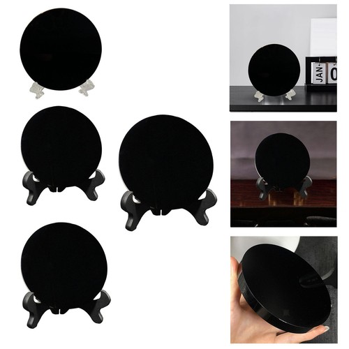 Black obsidian circle disc - black,