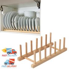 IKEA OSTBIT Bamboo Plate Holder Wooden Dish Rack Stand Kitchen Storage Drying