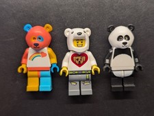 3x LEGO Bear minifigures - Panda Costume (Batman), Polar Bear, Love Bear