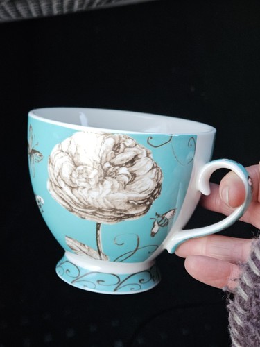 Large teal breakfast cup mug - teal,