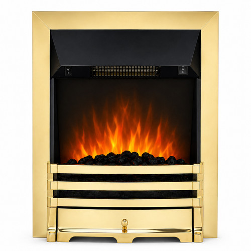 2kw electric inset fire brass - 2kw,