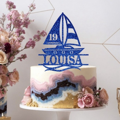 Sail boat glitter - glitter, topper