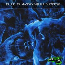 ROLLED - BLUE BLAZING SKULLS FLAMES Hydrographics Film Hydro Dipping Graphic