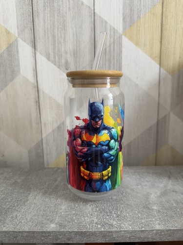 Batman glass cup with - with,