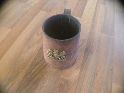 Vintage leather tankard made - tankard,