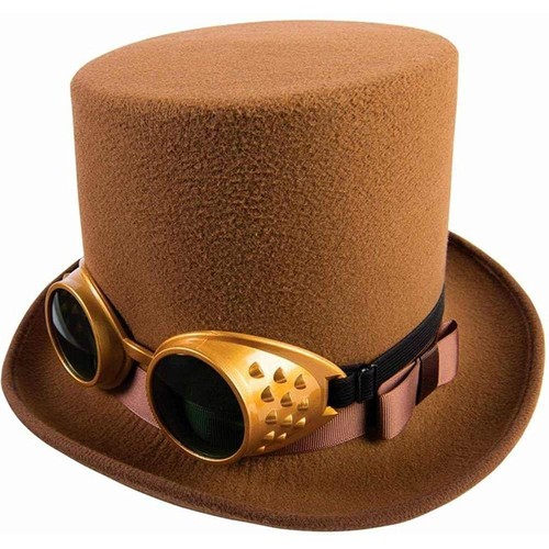 Brown steampunk hat with - steampunk,