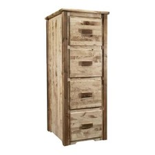 Montana Woodworks Homestead 4 Drawers Solid Wood File Cabinet in Brown