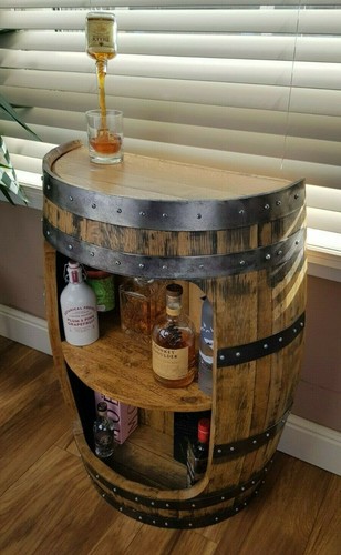 Solid oak half whisky barrel - oak,