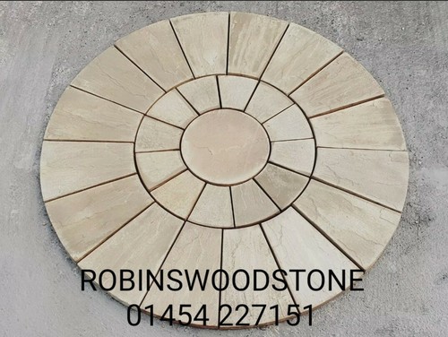 Stone concrete circle patio - concrete,