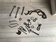 1930s ? raleigh lampholder 2 raleigh crank arms .cups chain .tyres levers restor