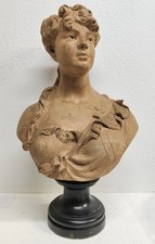 ANTICO BUSTO FEMMINILE TERRACOTTA Mariò Paris 1891 A.VDK. Giovane Baccante DONNA