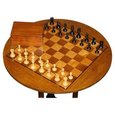 LOVELY ANTIQUE VICTORIAN AYRES STAUNTON CROWN STAMPED CHESS SET IN ORIGINAL BOX