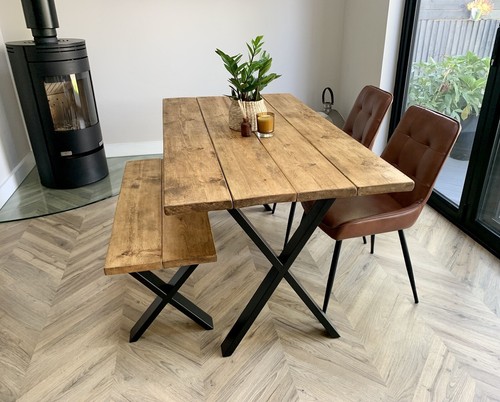 Rustic dining table frame - table, x-frame