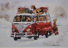 Campervan Airedale Terrier Christmas Cards By Ann Curran Of Ragtail