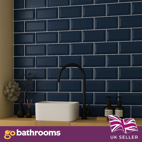 Glossy navy blue ceramic - blue, brick