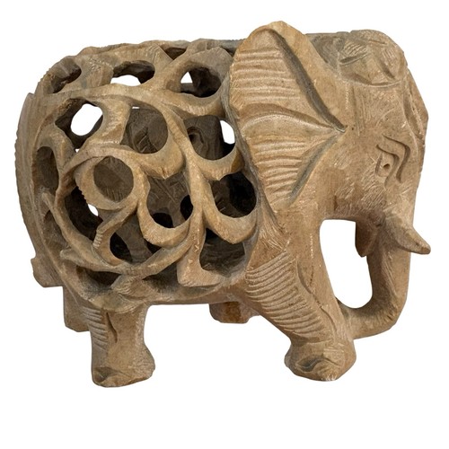 Hand carved elephant with baby - elephant,