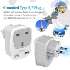 3-IN-1 Schuko Travel Adapter with 2 USB for Greece Poland Norway Turkey Type E/F