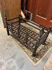 Antique Fire Grate, English, Cast Iron, Fireplace, Basket, Late Victorian, 1900