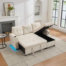 Corner Sofa Bed w/ Storage USB
