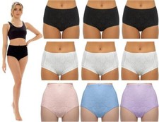 Ladies Maxi Briefs Womens Lace Front Full Coverage Knickers Underwear (3 PACK)