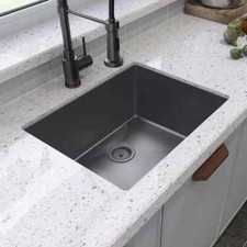 Handmade 1.0 Bowl Black Gunmeta Stainless Steel Undermount Sink580x450x210mm