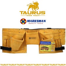 8 x Pockets Tool Belt Leather Pouch Builders Suede Apron Work Bag Holder Nail UK