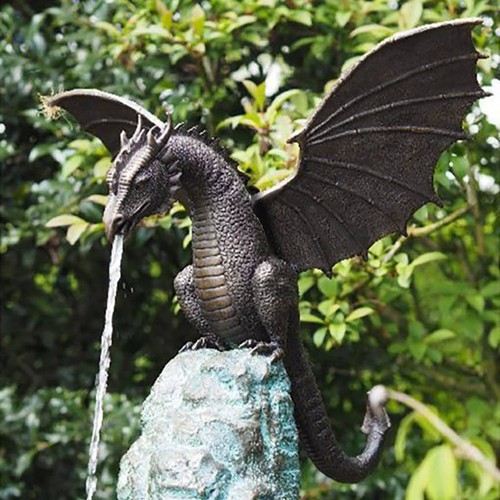 Garden dragon statue fountain - garden,