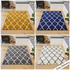 Cosy Moroccan Trellis Shaggy Rugs Warm Non Shed Transitional Living Room Rugs