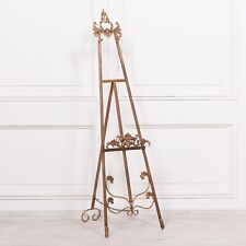 French Tall Antiqued Gold Freestanding Metal Easel Wedding Picture Display 165cm