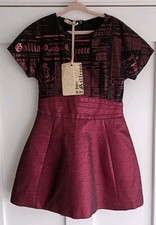 John Galliano Girls Dress ~ Size 6 years ~ Metallic graphic print, shimmer skirt